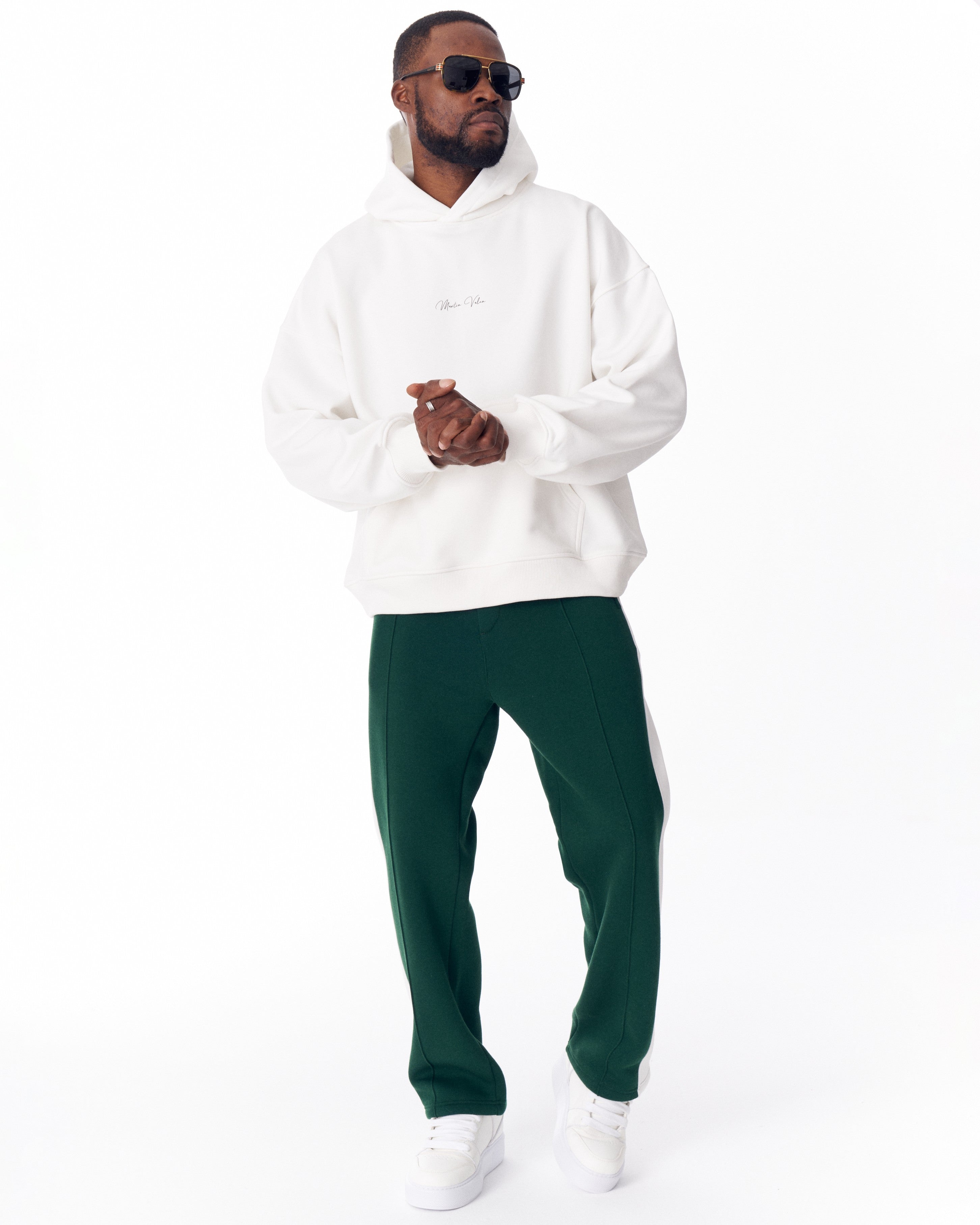 Pantalon de Jogging Vert-Blanc avec Rayures sur le Côté | MV