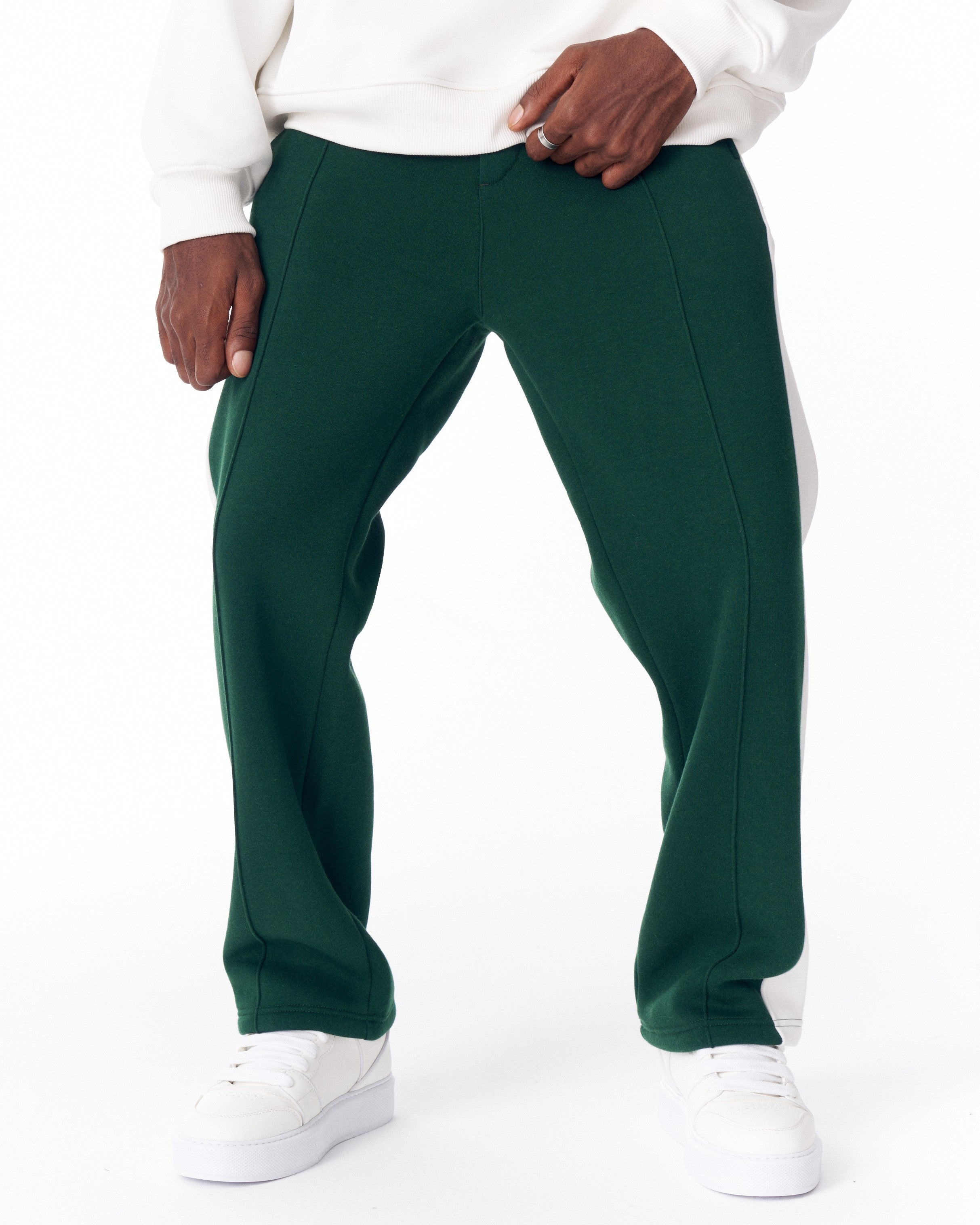 Pantalon de Jogging Vert-Blanc avec Rayures sur le Côté | MV