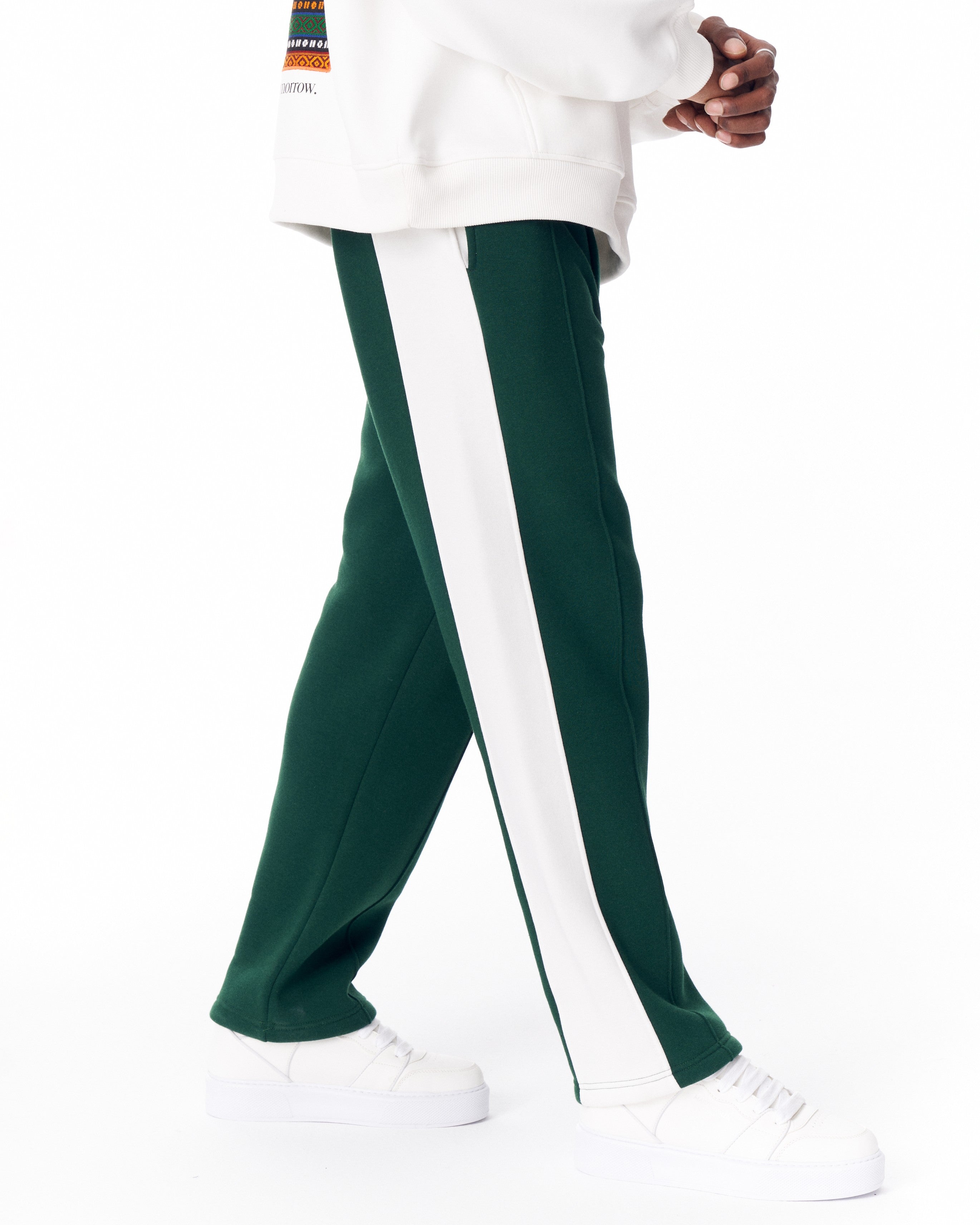 Pantalon de Jogging Vert-Blanc avec Rayures sur le Côté | MV