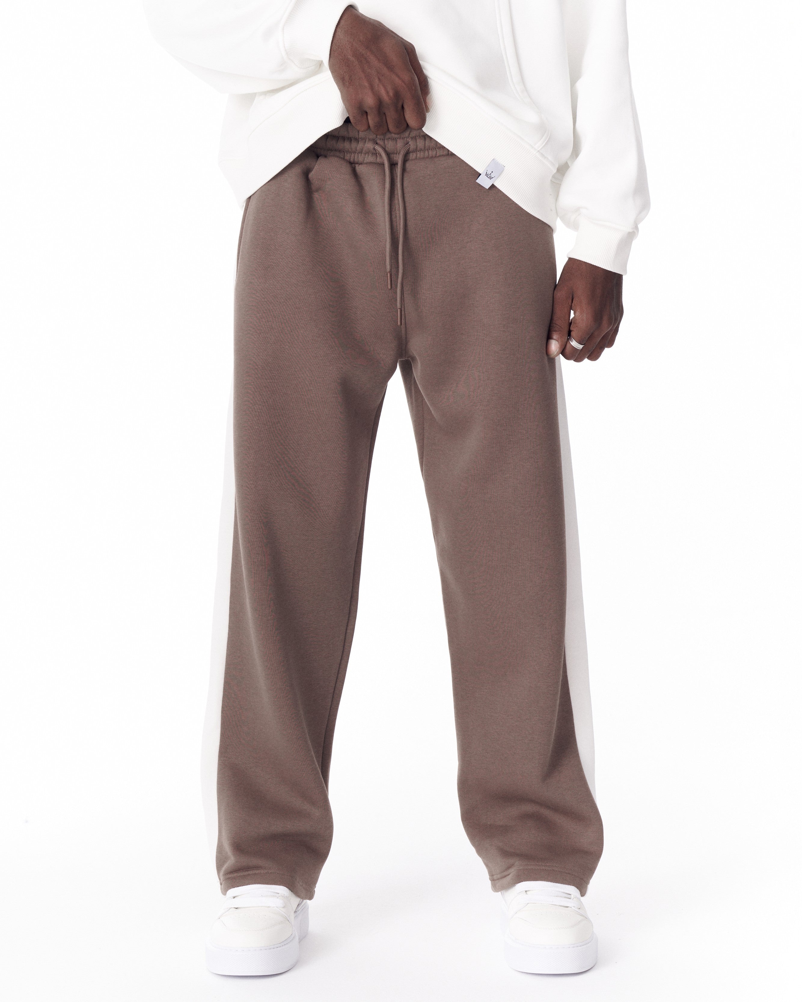 Pantalon de Jogging Marron-Blanc avec Rayures sur le Côté | MV