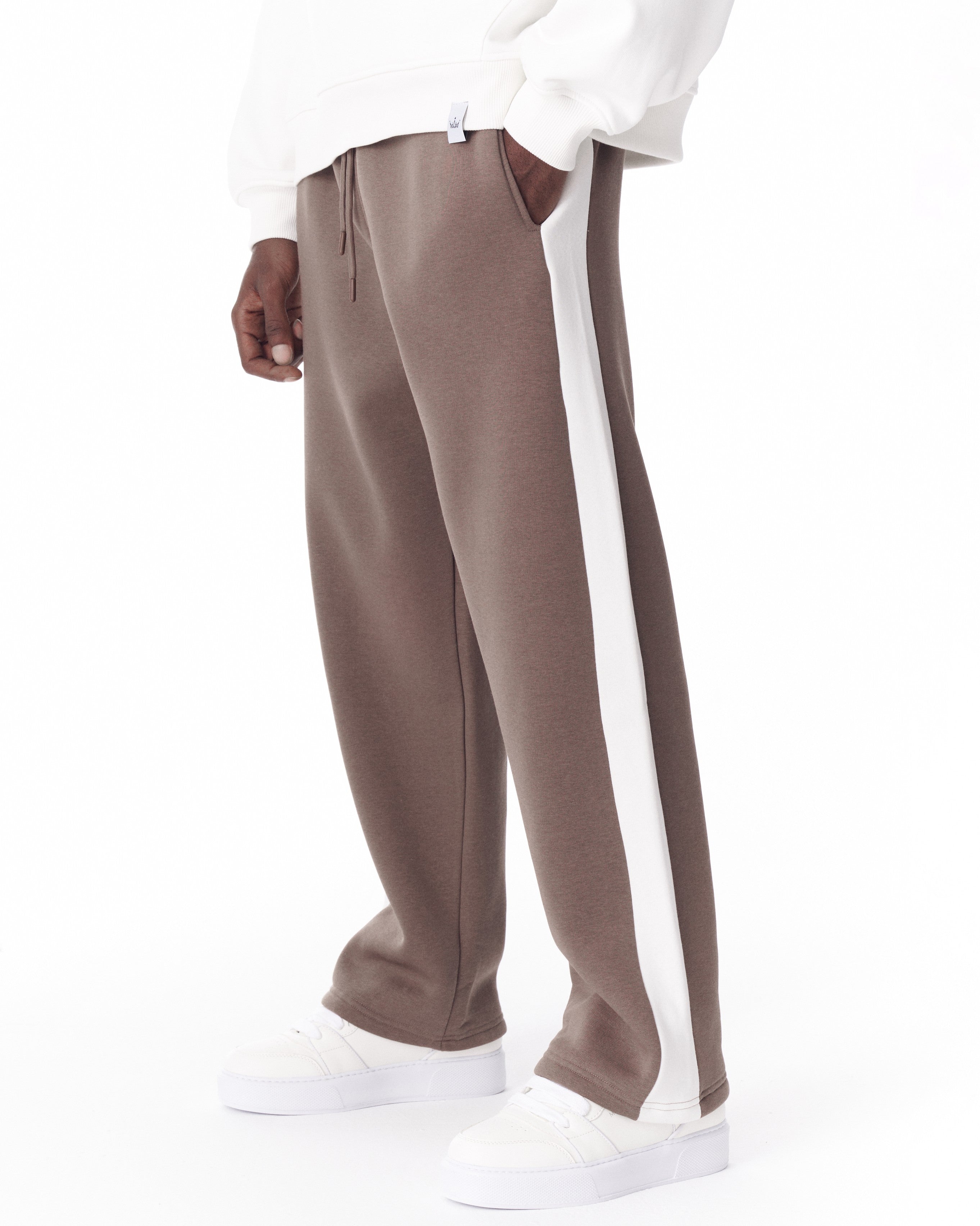 Pantalon de Jogging Marron-Blanc avec Rayures sur le Côté | MV