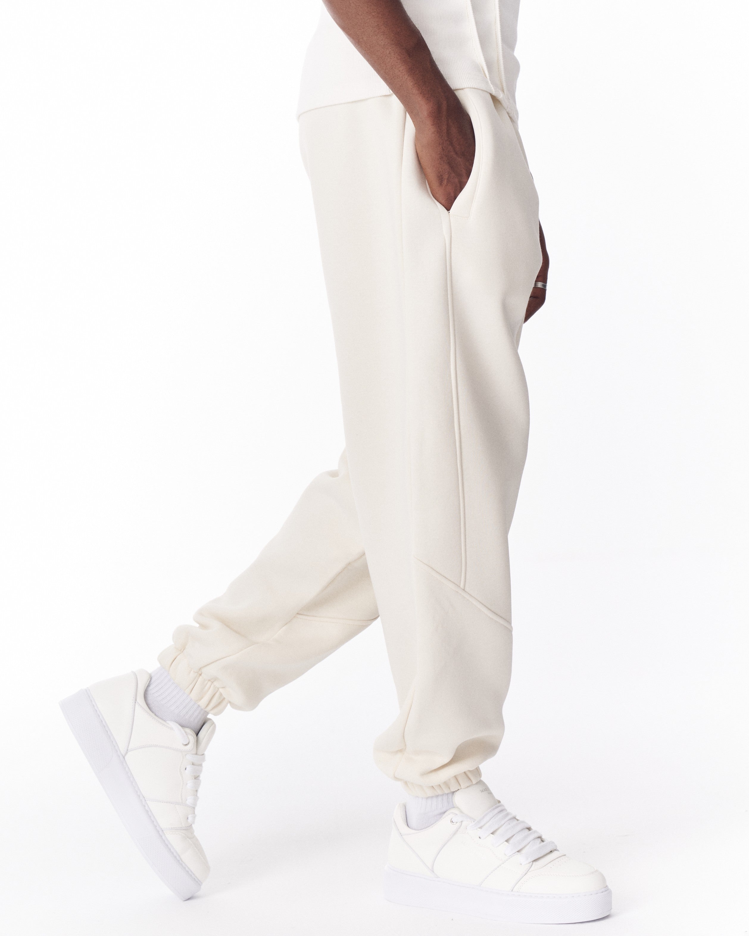 Jogger Bianco Completo con Corda e Dettagli di Cucitura | MV