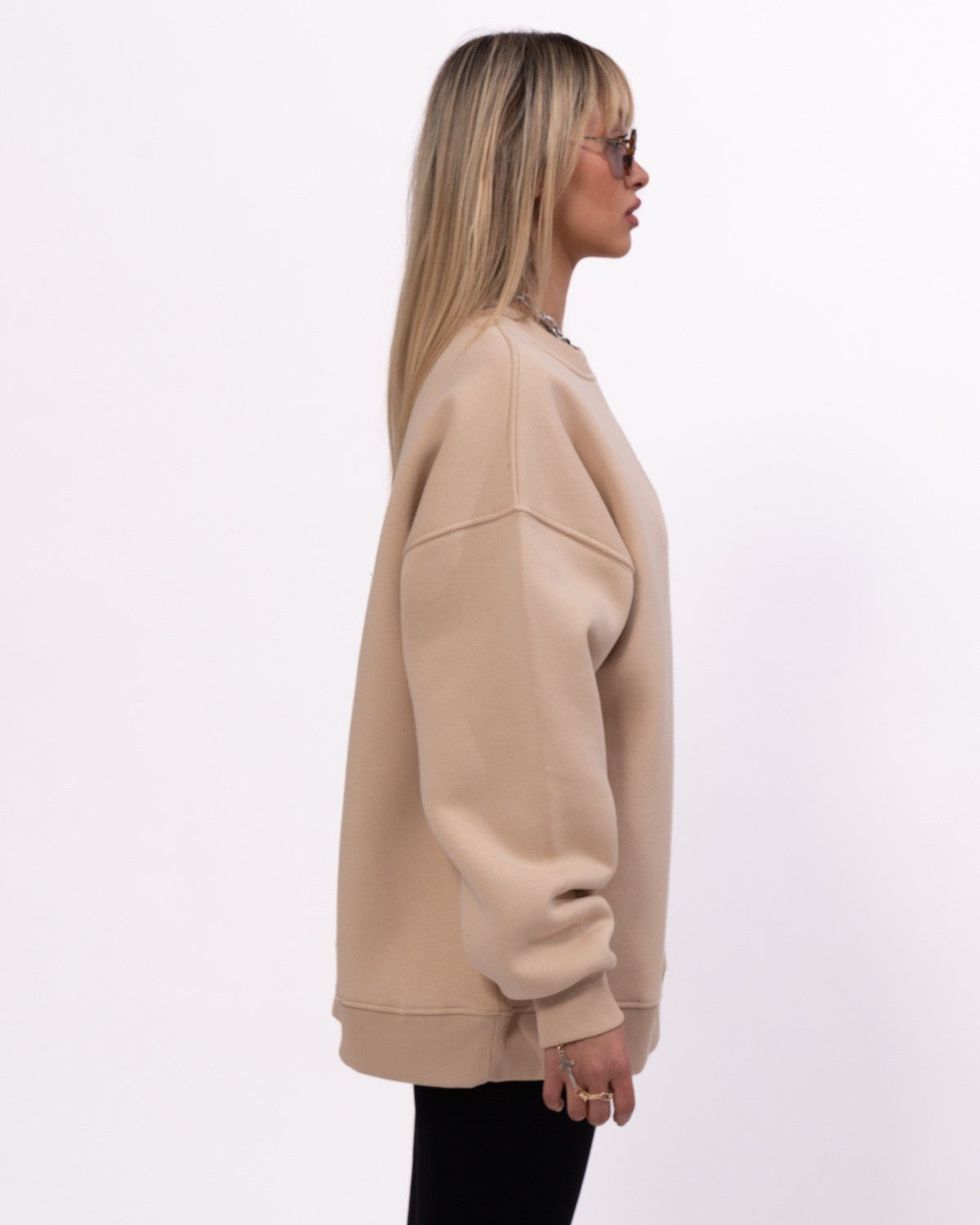 Sudadera Oversize Beige con Impresión 3D de Escritura a Mano Signatura MV