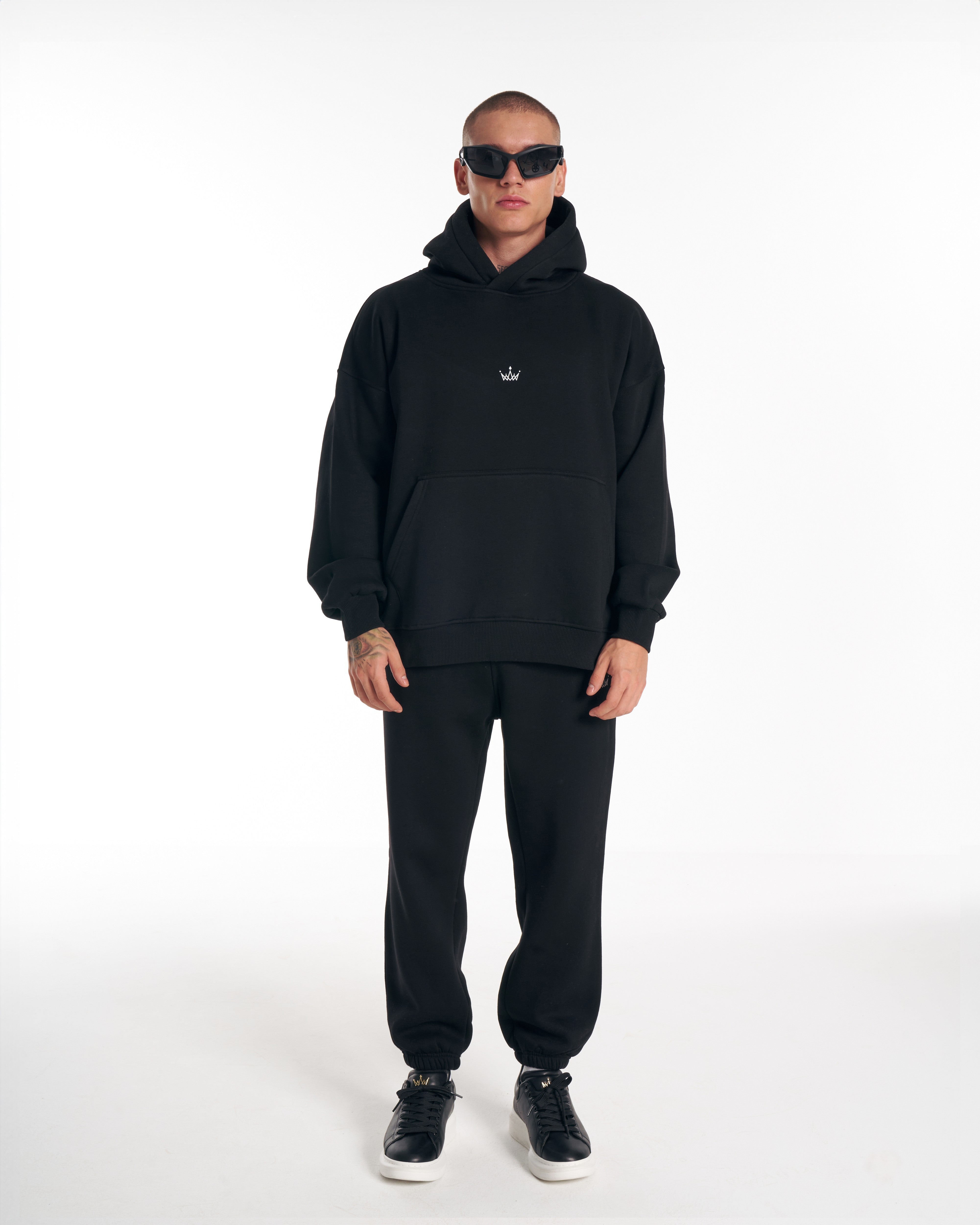 Ensemble de Survêtement Oversize Noir en Gris pour Homme