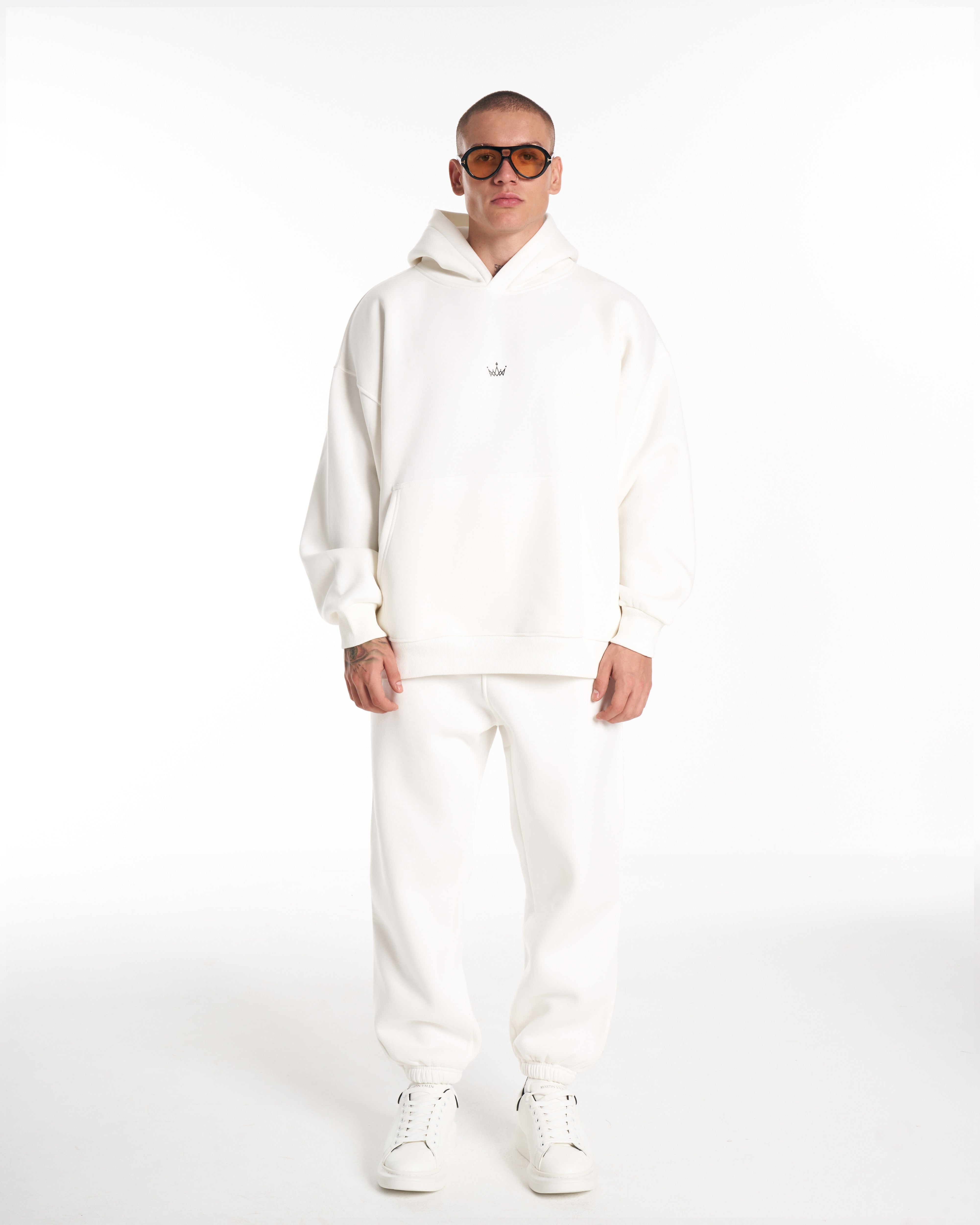 Conjunto de Chándal Oversize Hoodie Regalia Crown en Blanco