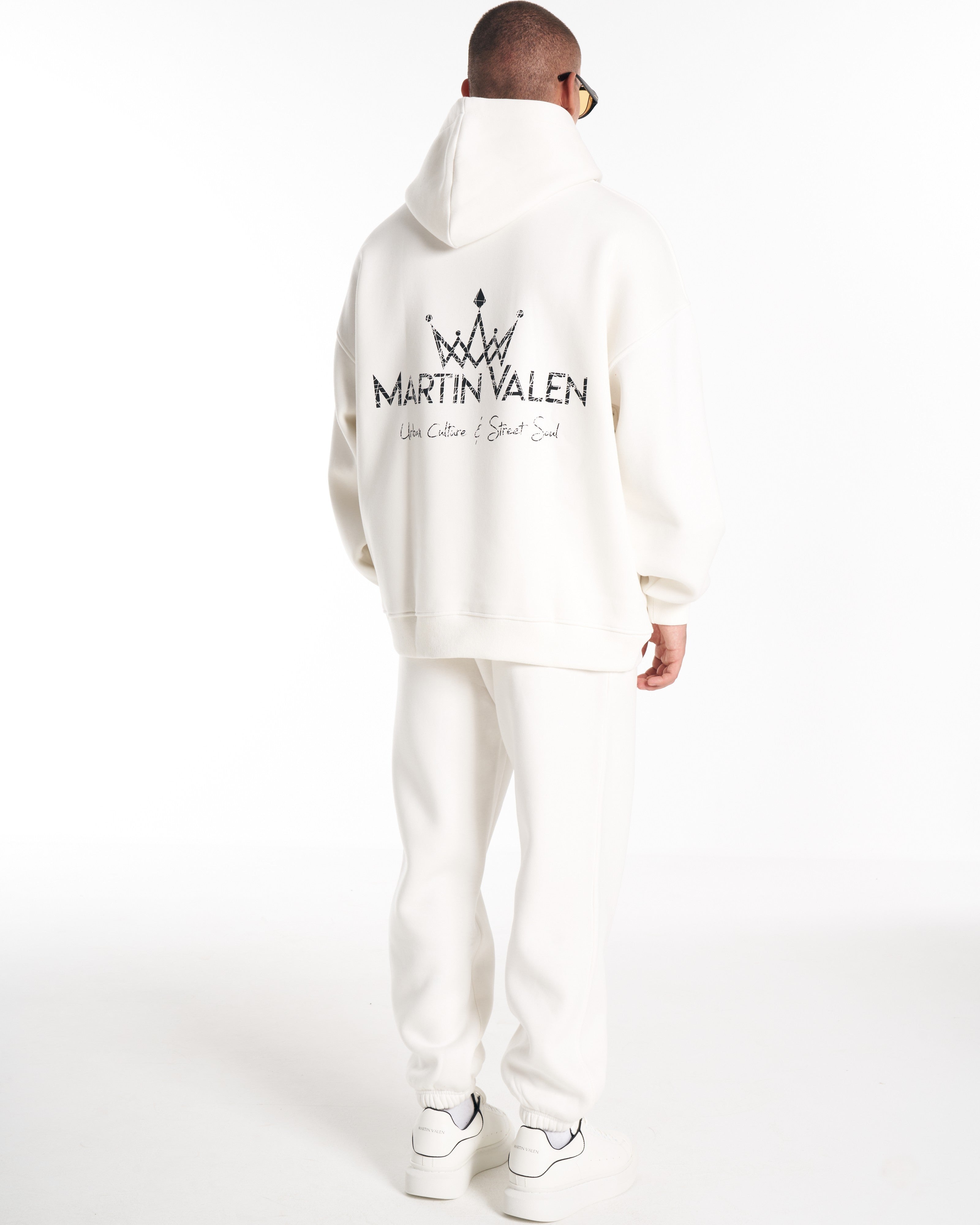 Conjunto de Chándal Blanco Oversize con Estampado en la Espalda para Hombre