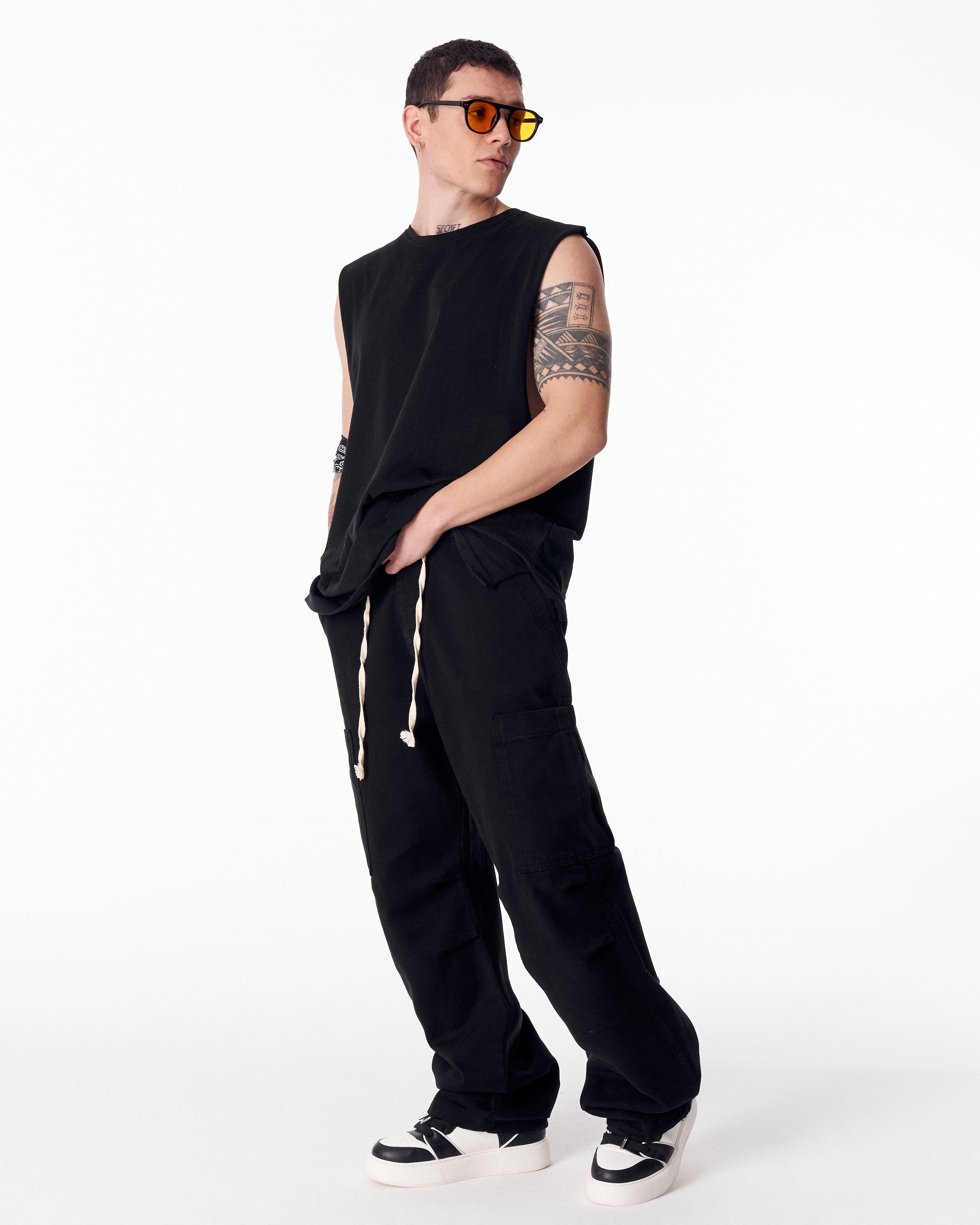 Pantaloni Cargo Jogger Neri Oversize da Uomo | Martin Valen
