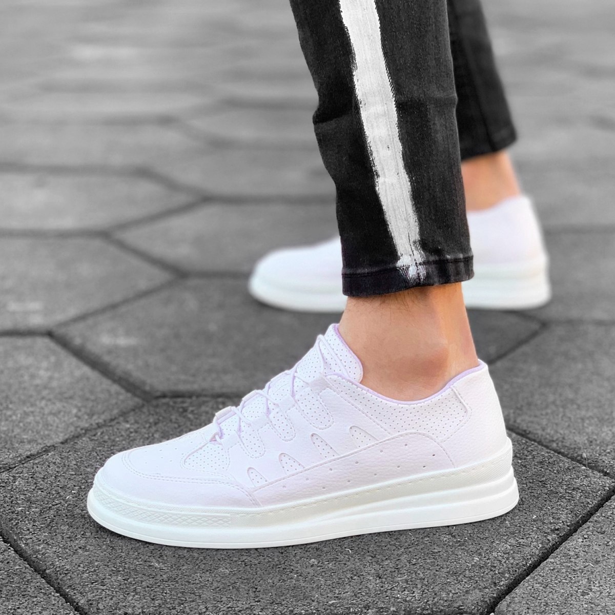 Mens Full Dotted Summer Sneakers White