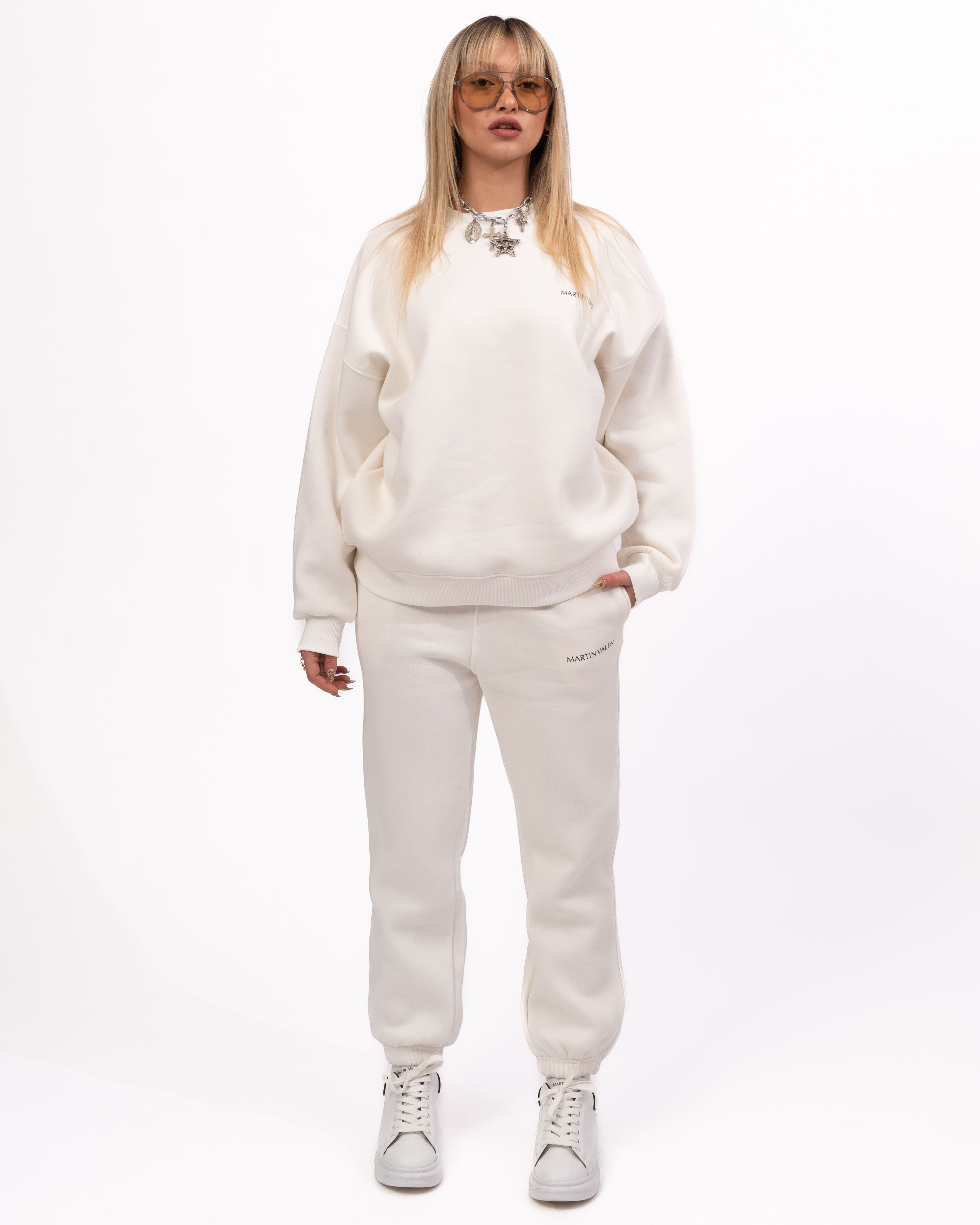 Ensemble Jogger Sweatshirt Oversize Blanc Exclusif Martin Valen