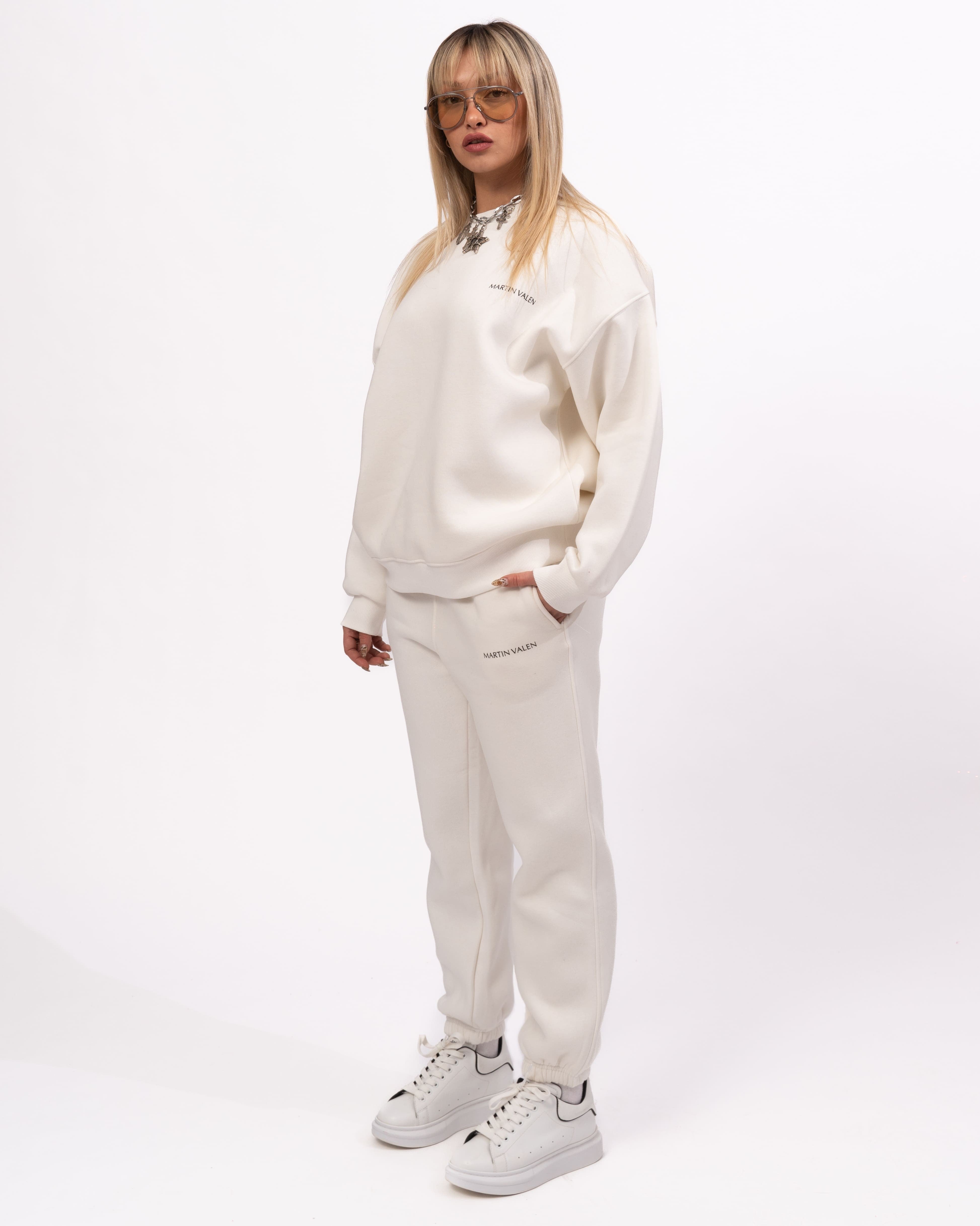 Ensemble Jogger Sweatshirt Oversize Blanc Exclusif Martin Valen