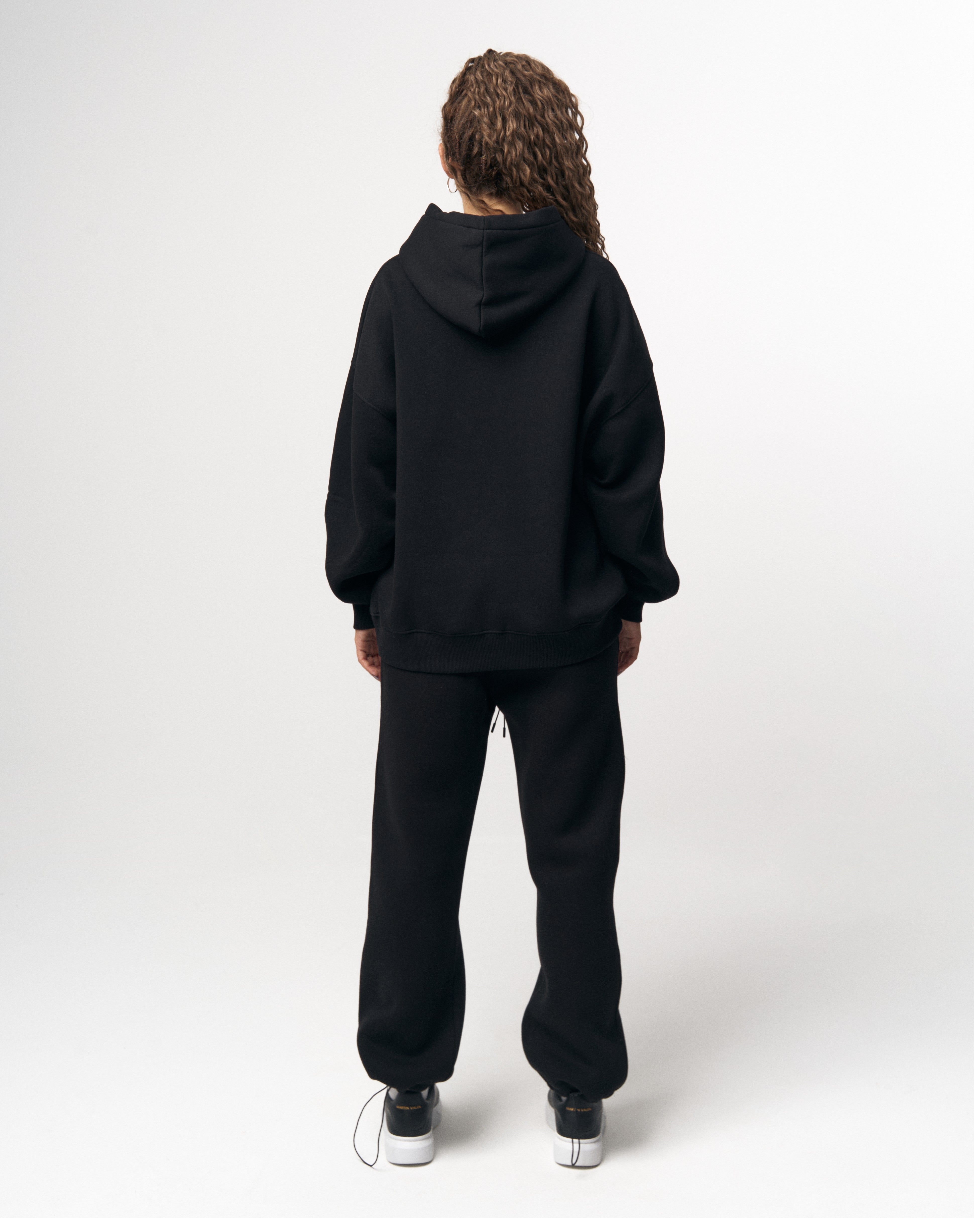 Insignio 3D Embroidered Designer Oversized Black Hoodie Jogger Set