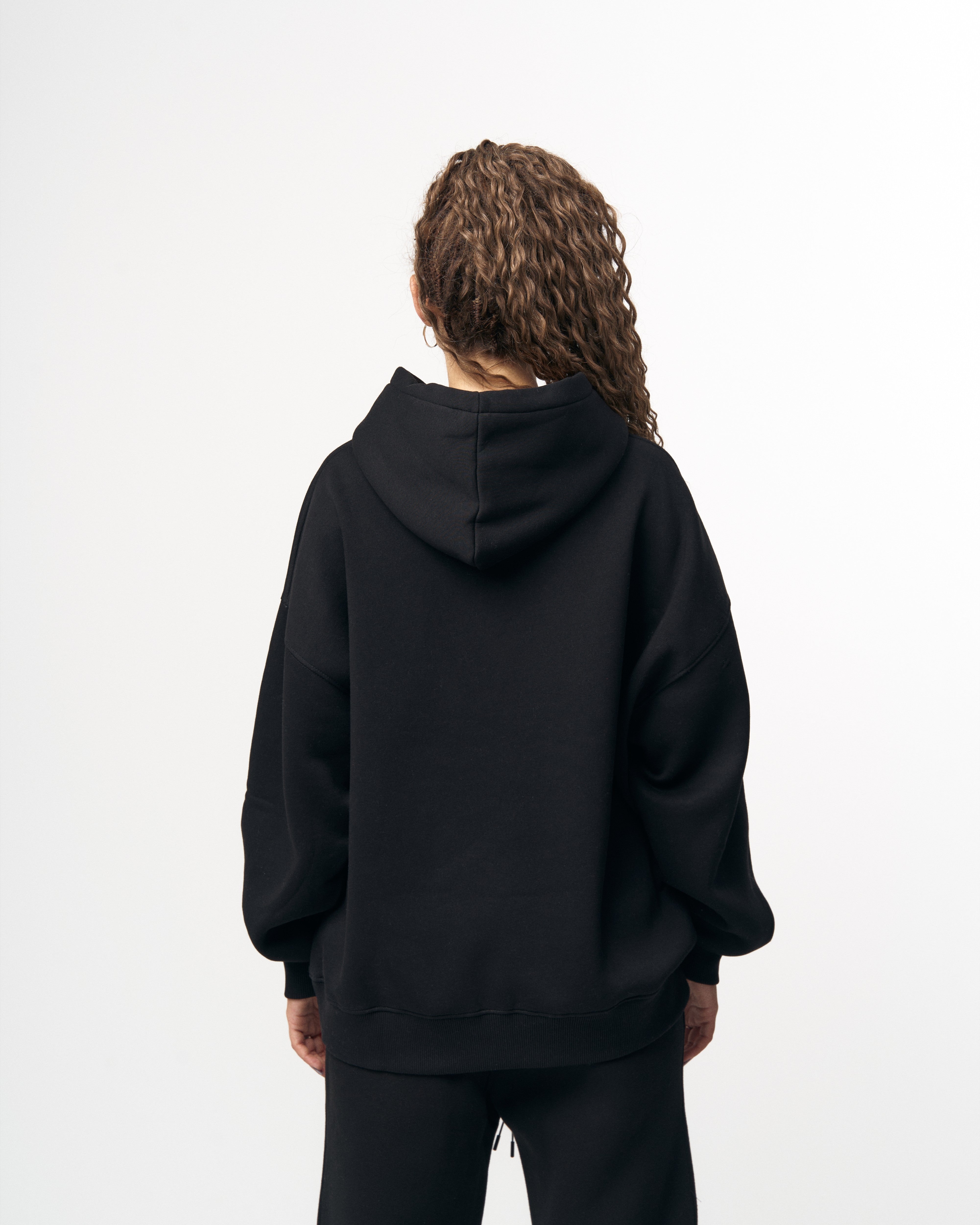 Insignio 3D Embroidered Designer Oversized Black Hoodie Jogger Set