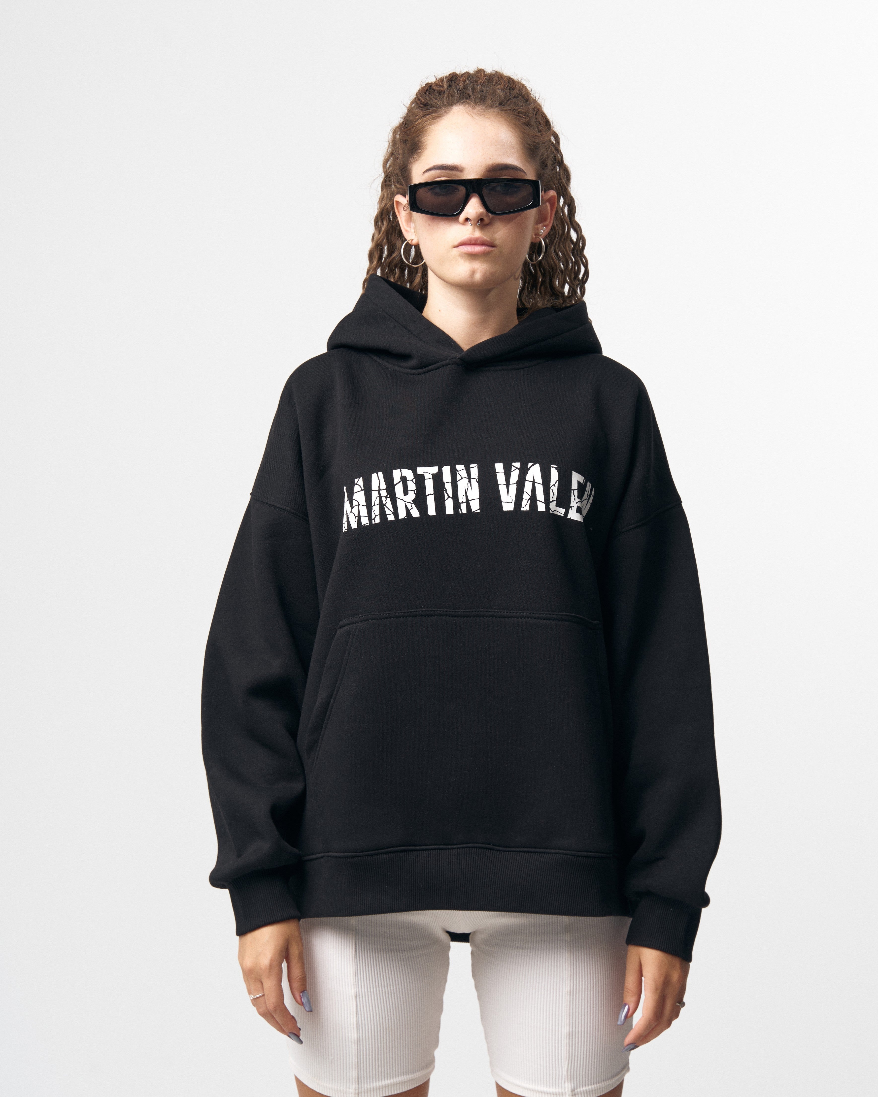 Grieto MV Crack Print Hoodie Oversize Noir de Designer | MV