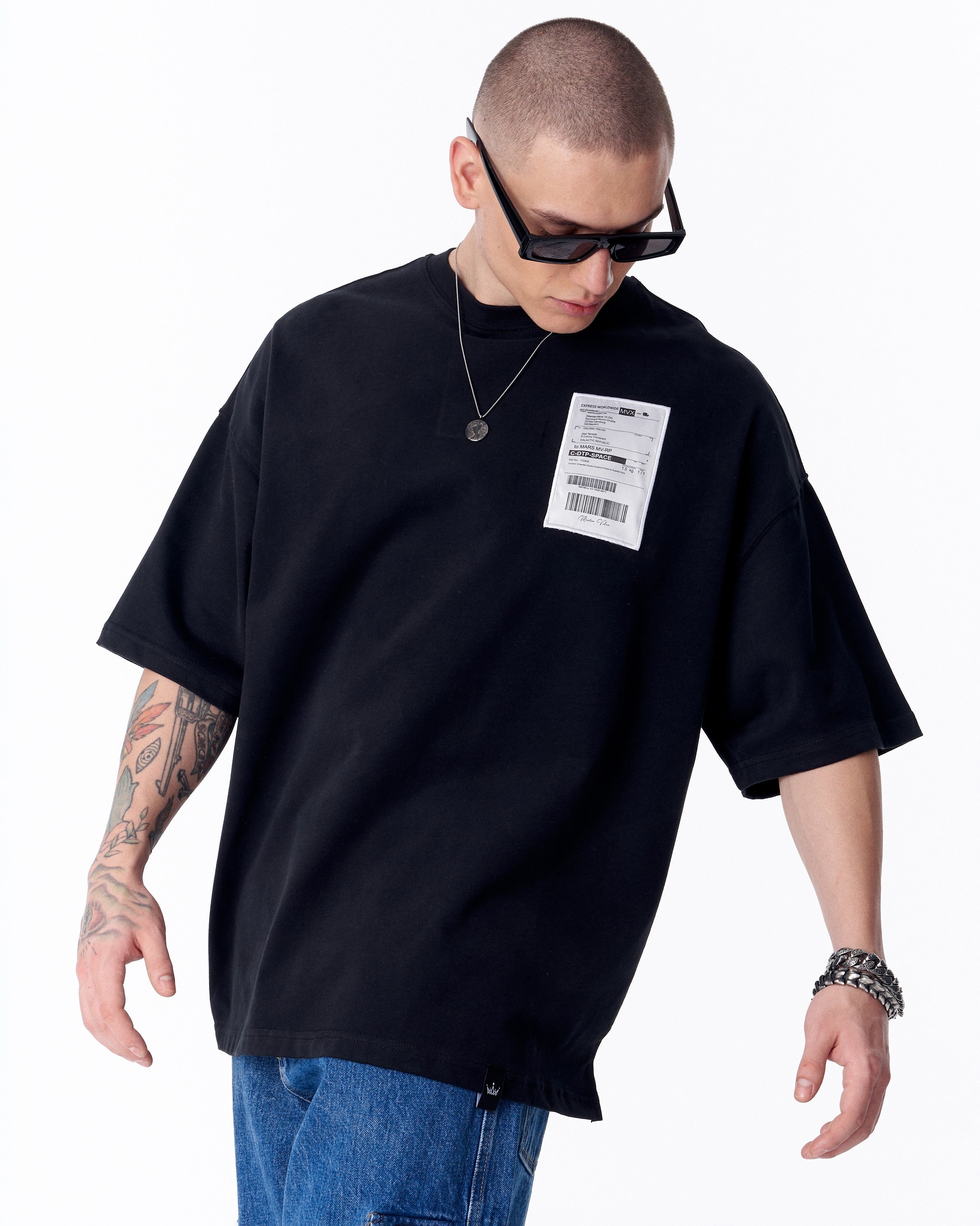 T-shirt Oversize Noir Jedi Delivery Etiquette - Martin Valen