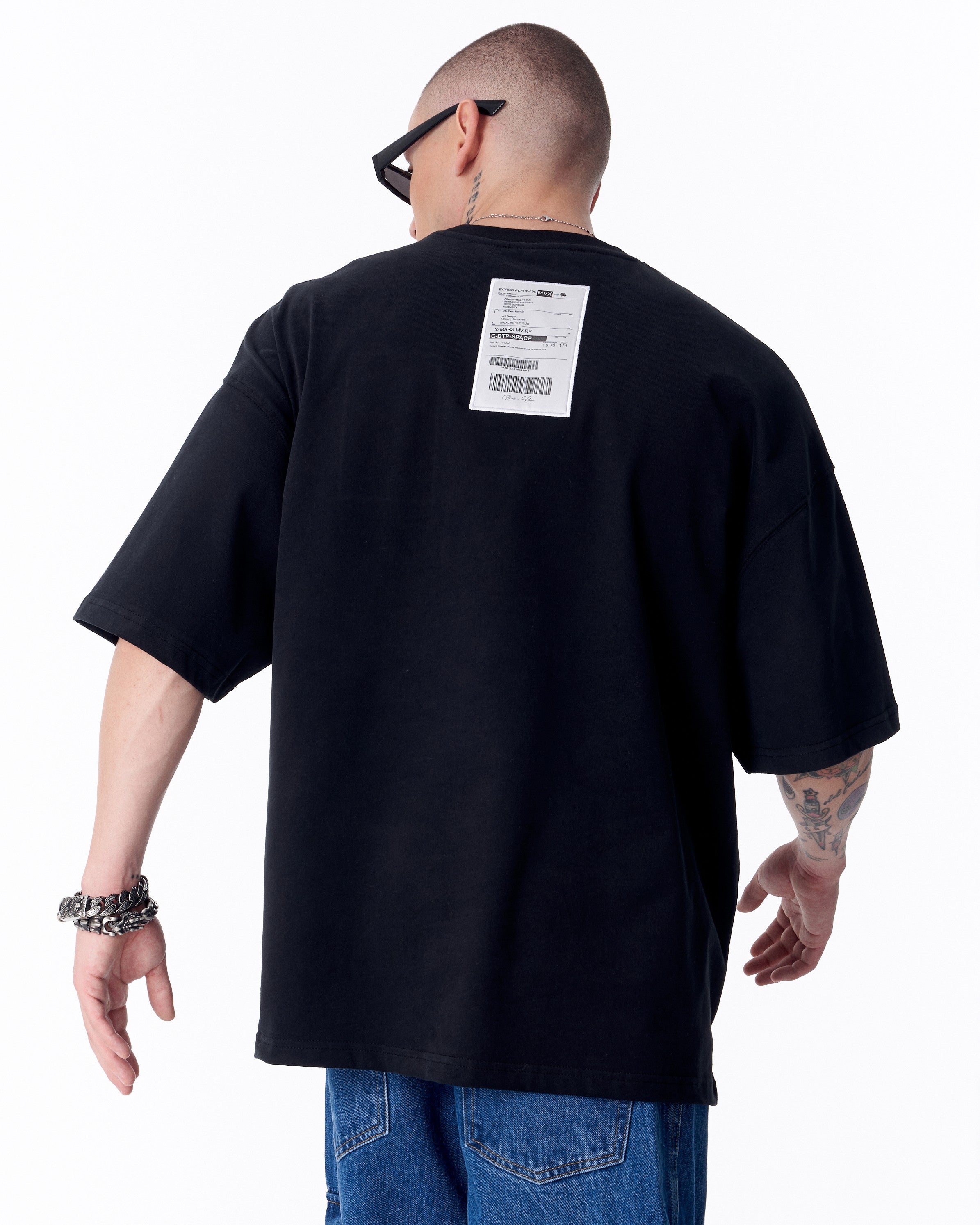 T-shirt Oversize Noir Jedi Delivery Etiquette - Martin Valen
