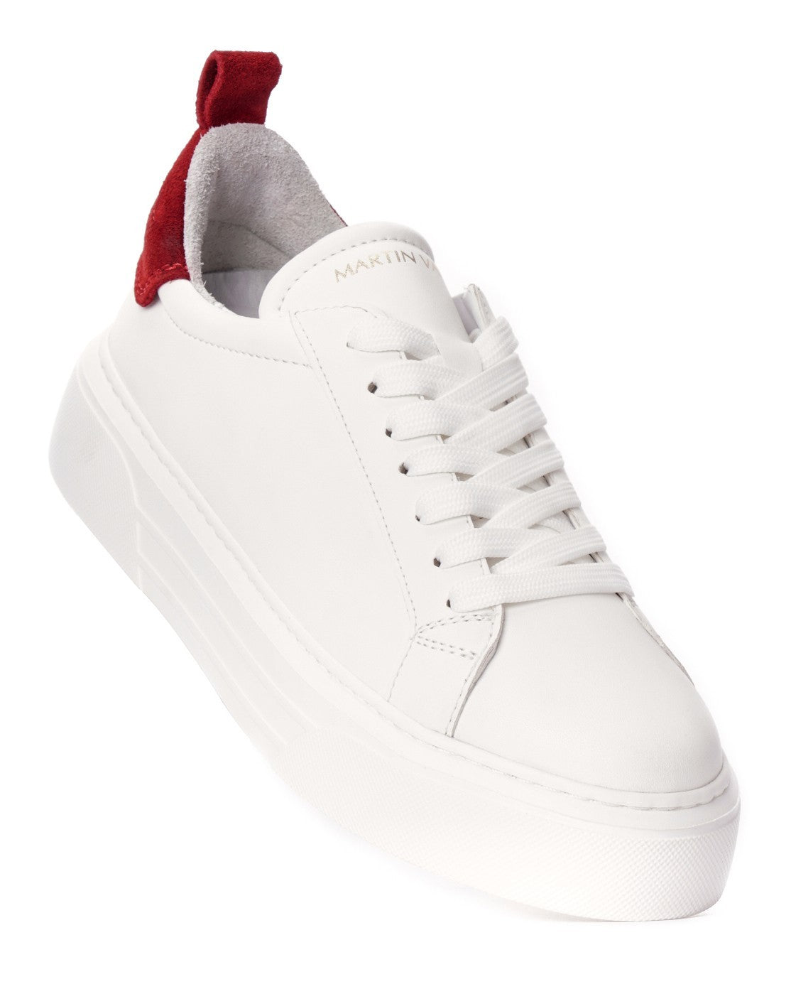 Bobe Witte Designer Damesschoenen met Rode Suède Riem | MV