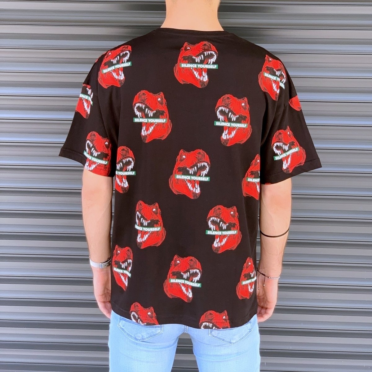 Men's Jurrasic Dinosaur Pattern T-Shirt Brown