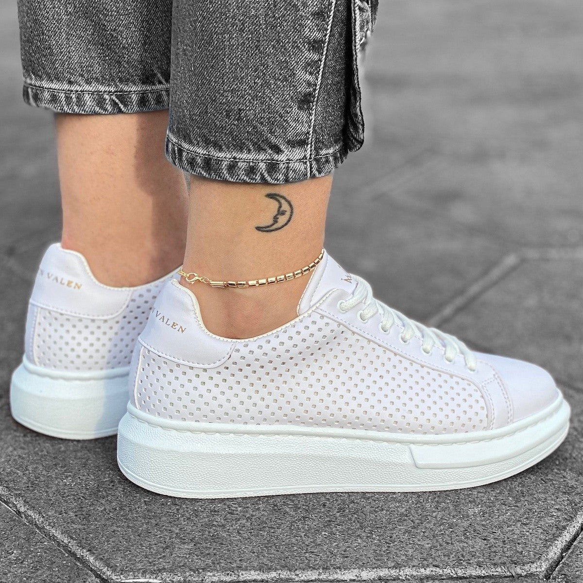 Martin Valen Women’s Chunky Side-Mesh Trainers in White | MV 2
