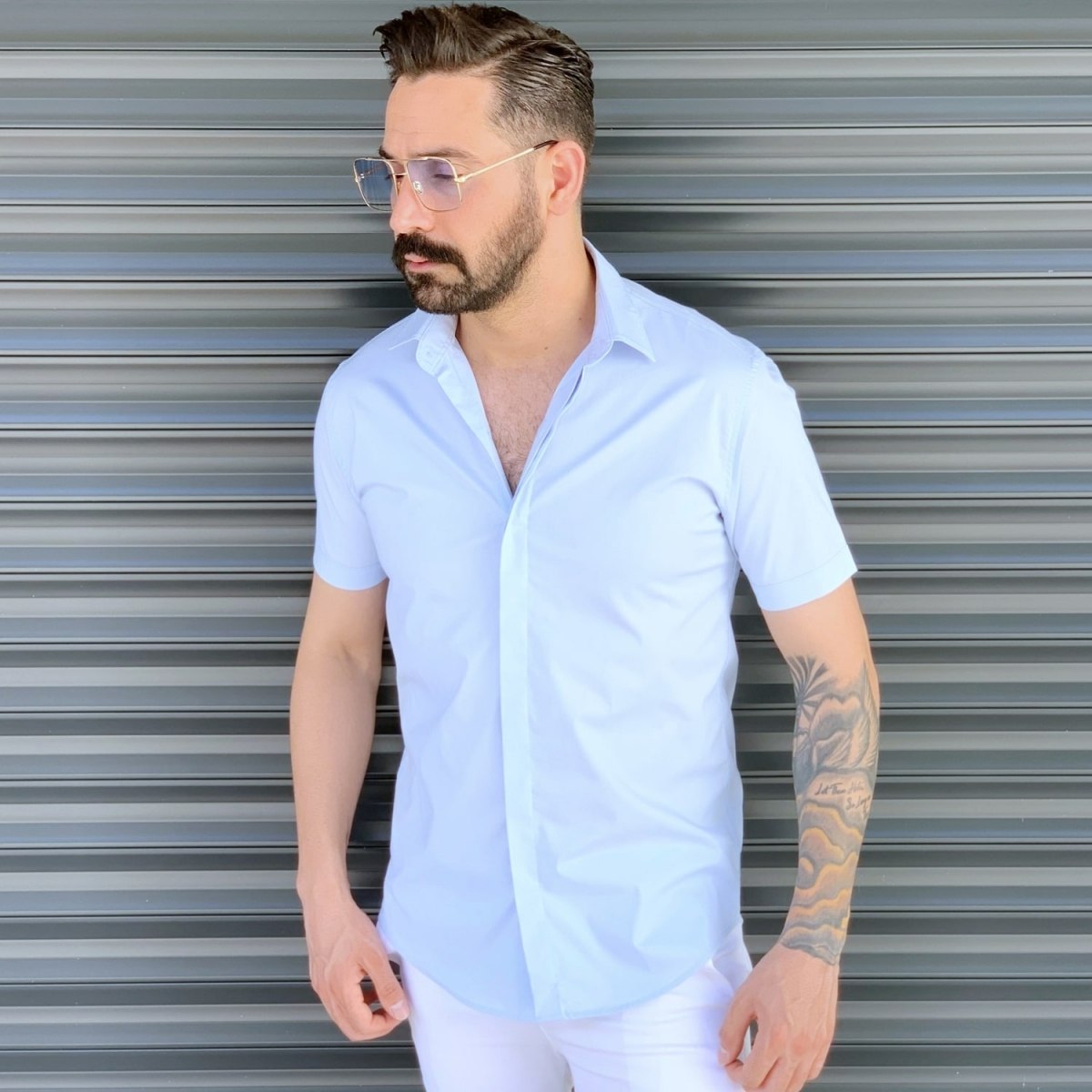 Men's Basic Slim Fit Summer Shirt In White - 1