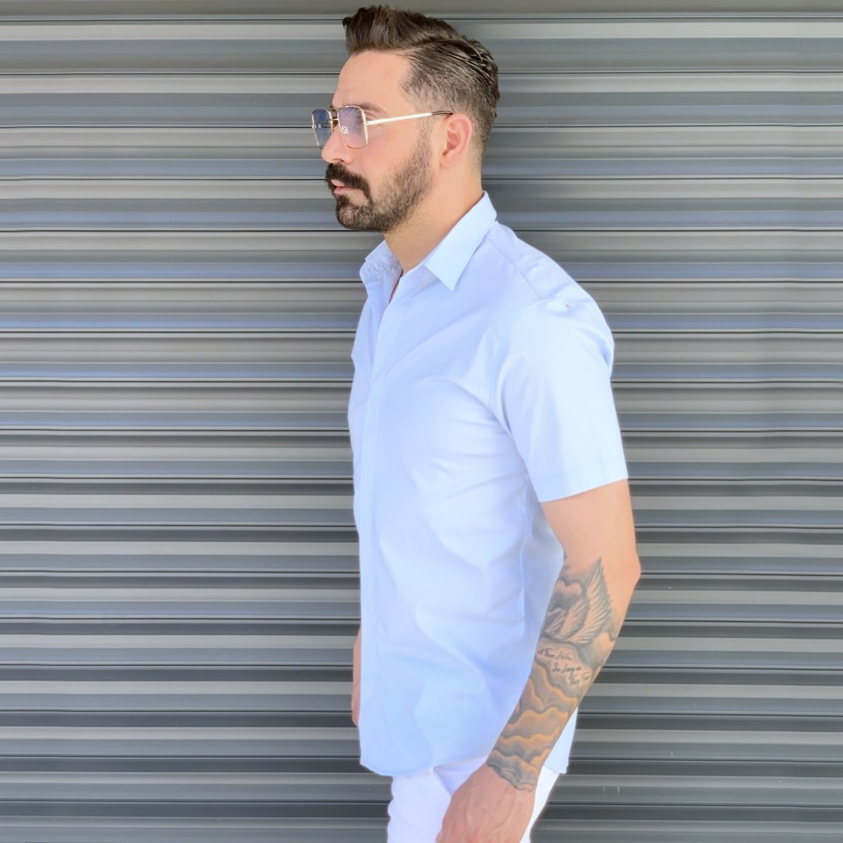 Men's Basic Slim Fit Summer Shirt In White - 2