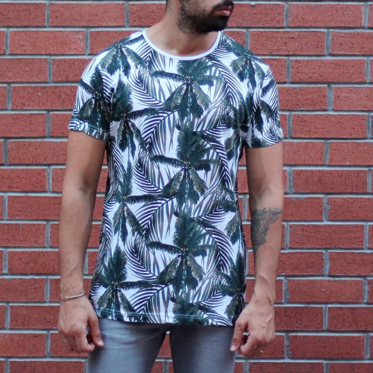 Men's Tree Print Round Neck T-Shirt - 1