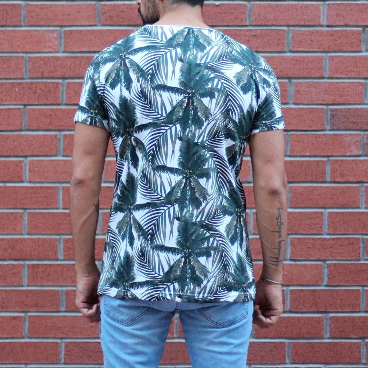 Men's Tree Print Round Neck T-Shirt - 3