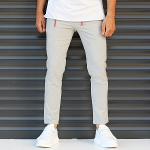 Men's Slim Fit Lycra Sport Pants Cream - 1