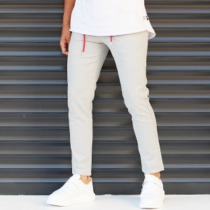 Men's Slim Fit Lycra Sport Pants Cream - 2