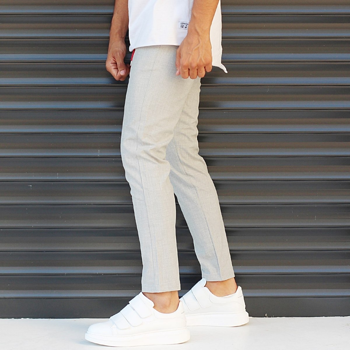 Men's Slim Fit Lycra Sport Pants Cream - 3