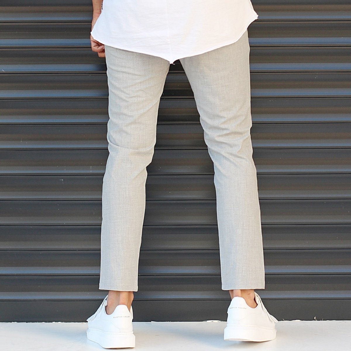 Men's Slim Fit Lycra Sport Pants Cream