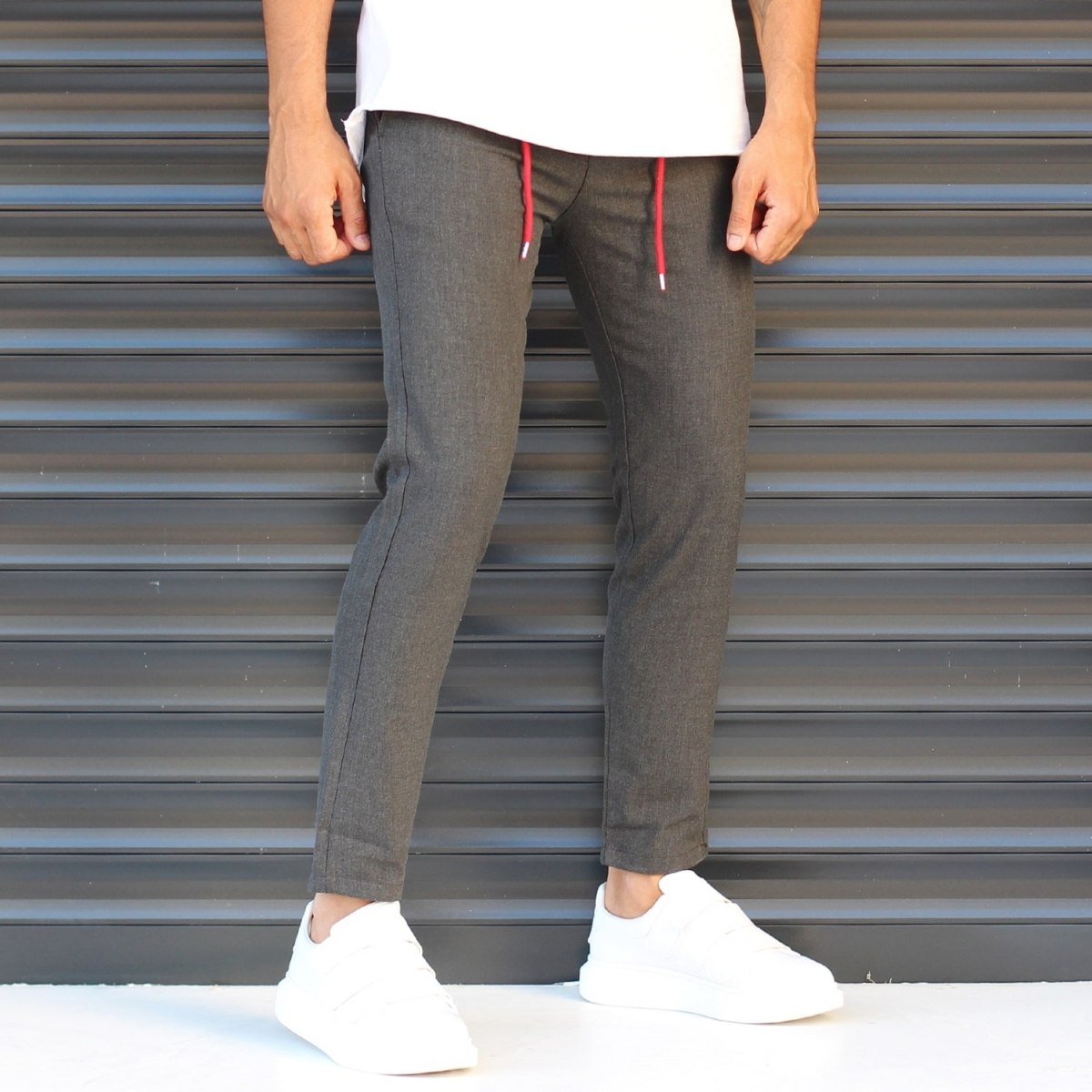 Men's Slim Fit Lycra Sport Pants Dark Gray - 2