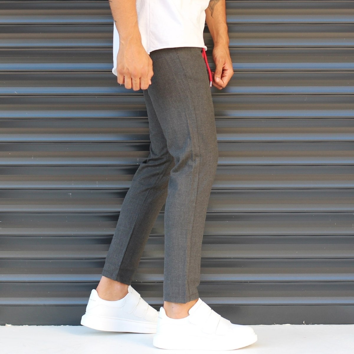 Men's Slim Fit Lycra Sport Pants Dark Gray | Martin Valen