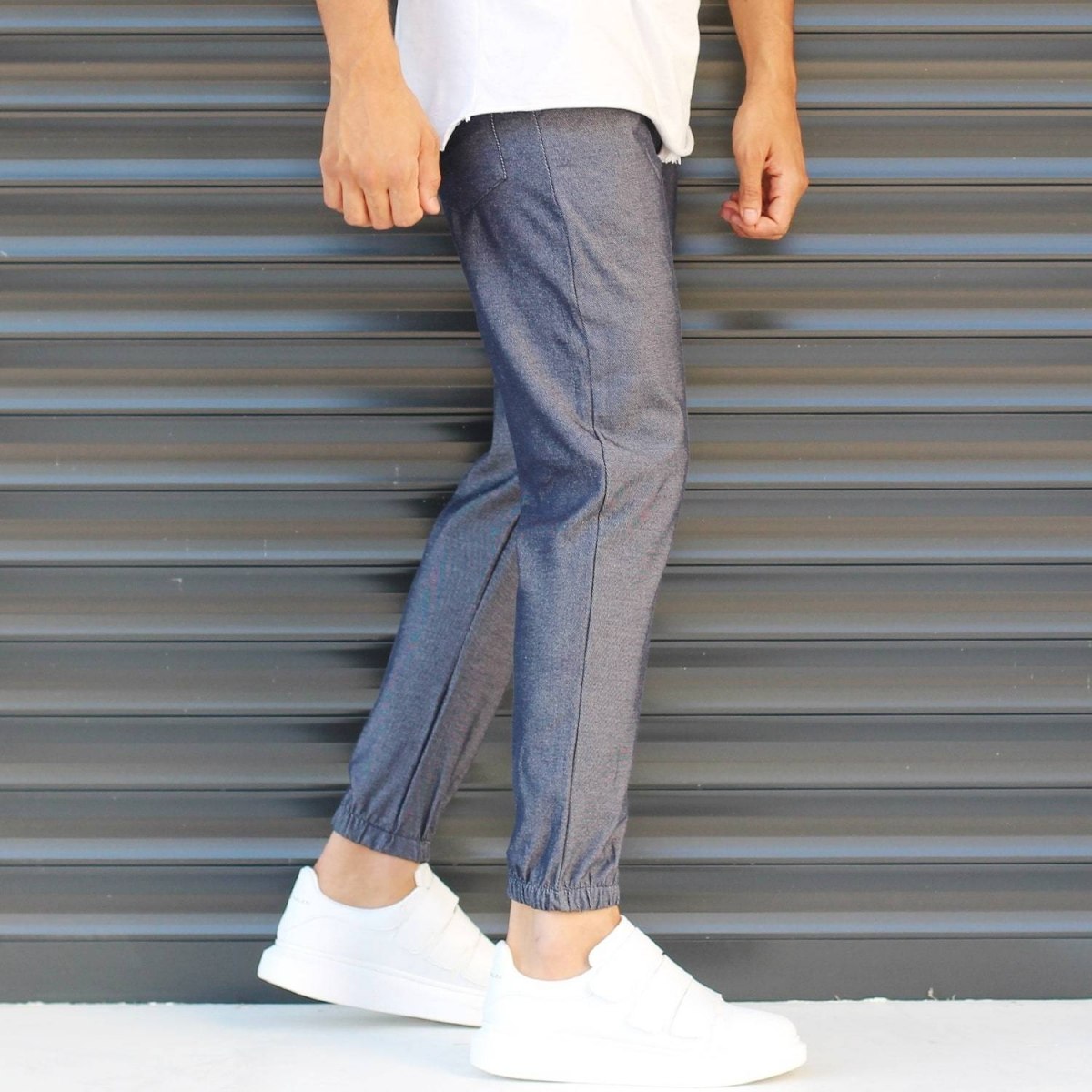 Men's Elasticated Basic Sport Pants Dark Gray - 3