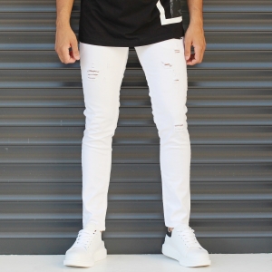 black jeans with white rips