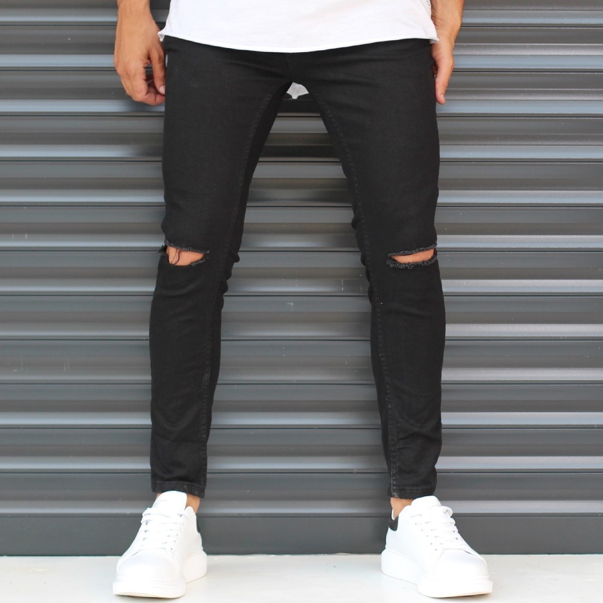 black narrow pants