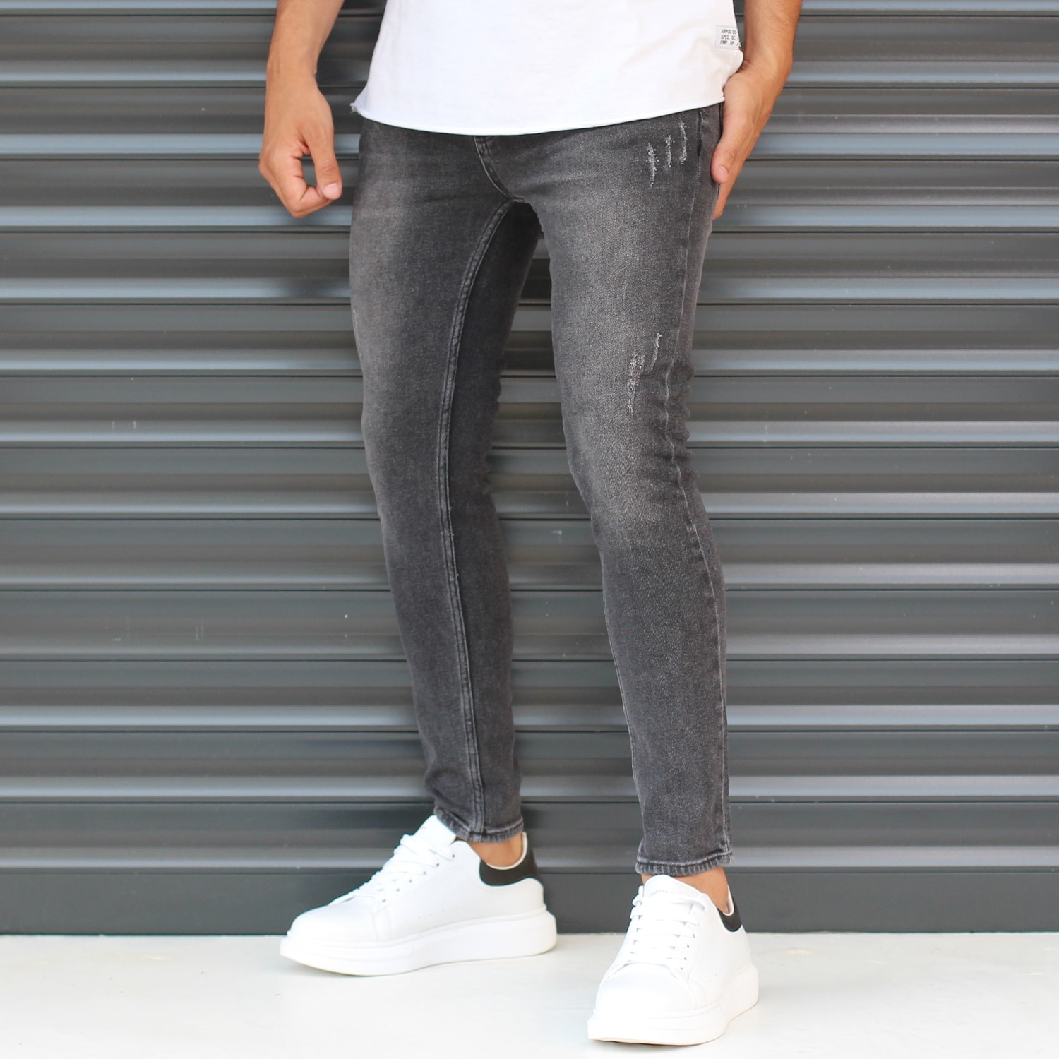 Men's Skinny Sport Jeans In Pale Black
