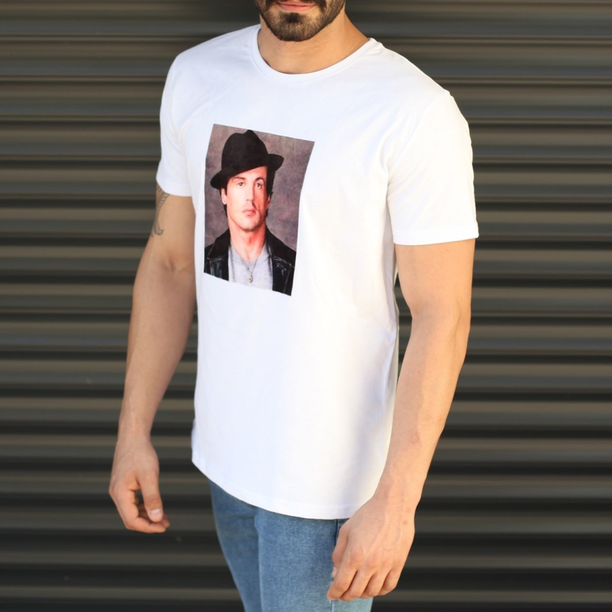 Men's Rocky Balboa Printed Fit T-Shirt In White