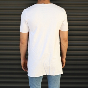Men's Pieced Longline Crew Neck T-Shirt In White