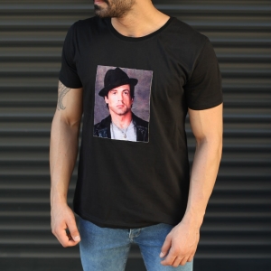 Men's Rocky Balboa Printed Fit T-Shirt In Black