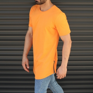 Men's Longline Round Neck T-Shirt In Orange - 2