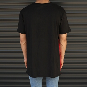 Men's Oversize Pieced Color Long T-Shirt In Black - 3