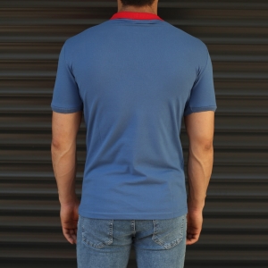 Men's Triple Color Slim Fit Polo T-Shirt Blue - 2