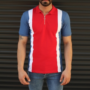 Men's Triple Color Slim Fit Polo T-Shirt Blue - 3