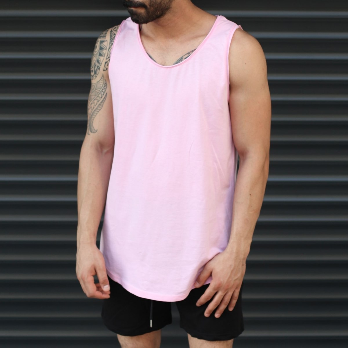 Men's Athletic Sleeveless Longling Tank Top Pink - 1