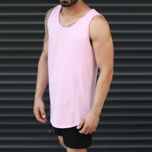 Men's Athletic Sleeveless Longling Tank Top Pink