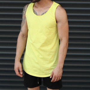 Men's Athletic Sleeveless Longline Tank Top Yellow