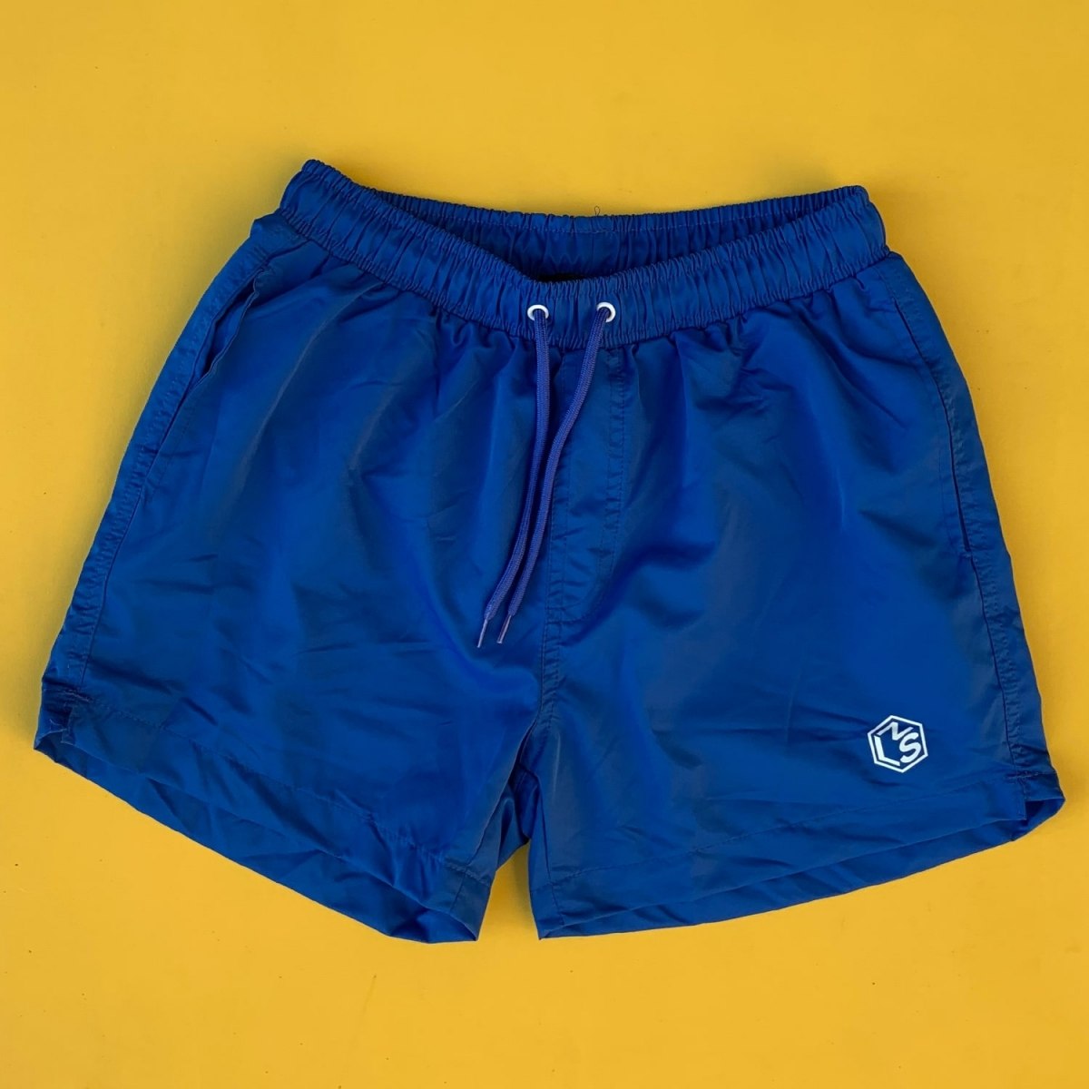 Men's Basic Short Swim Shorts With Back Pockets Blue - 2
