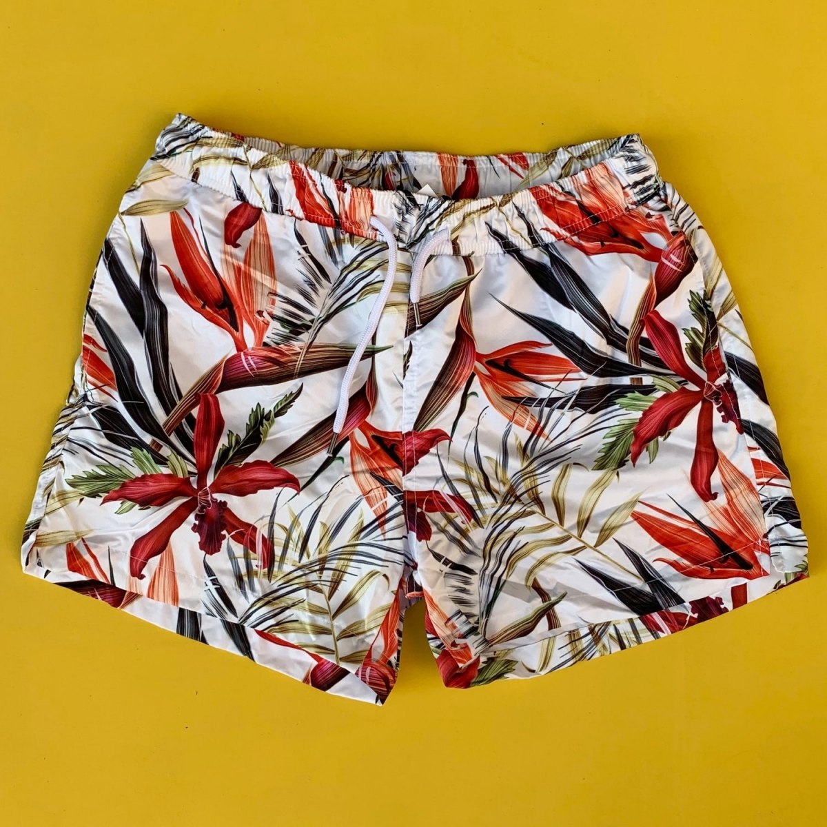 Men's Floral Pattern Areka Short Swim Shorts White - 1