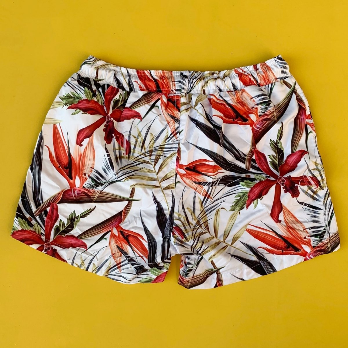 Men's Floral Pattern Areka Short Swim Shorts White