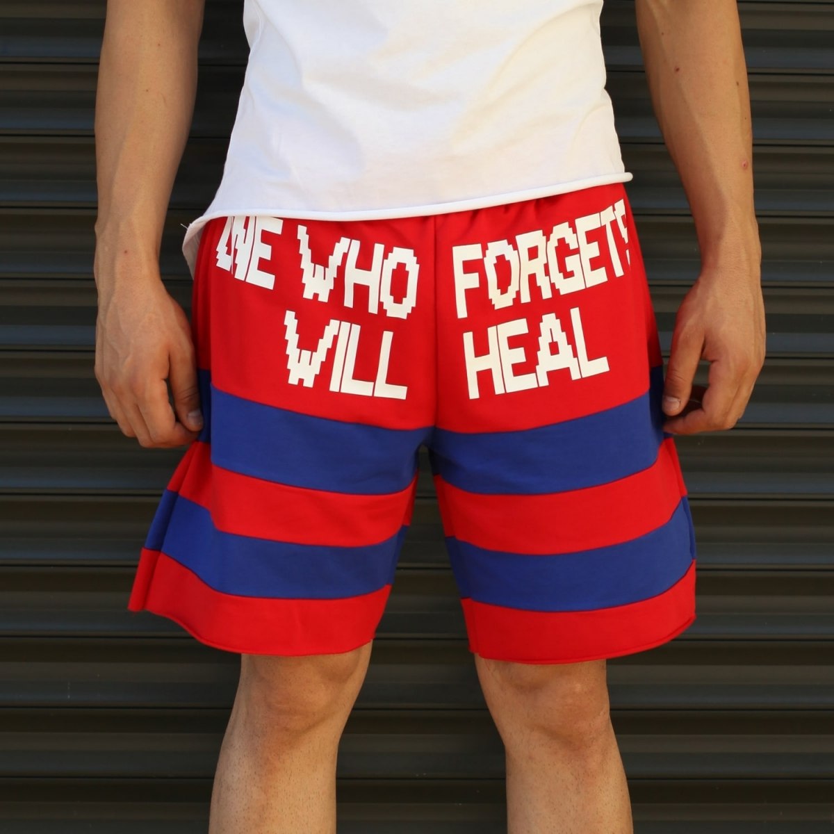 Men's Who Forgets Will Heal Fleece Sport Shorts Red | Martin Valen